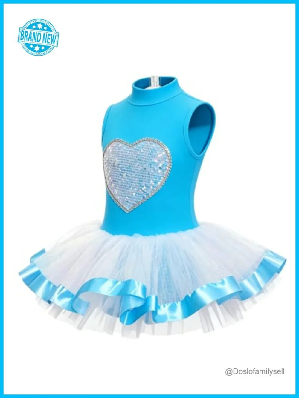Girls Sequin Heart Ballet Tutu Dress with Bow for Dance Party Holiday
